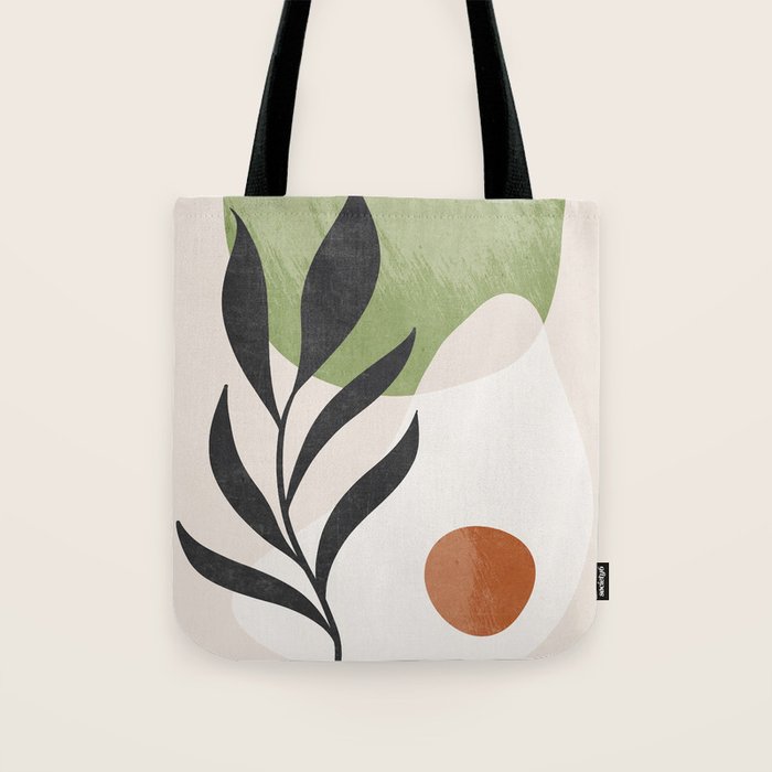 Minimal Abstract Art Plant Tote Bag Gallery Image 1