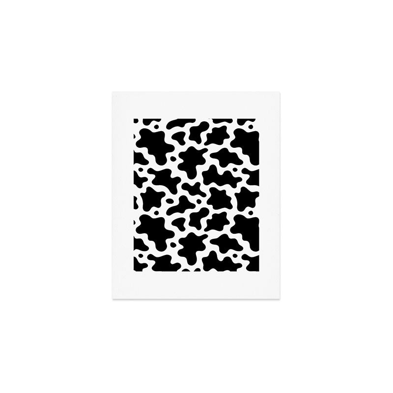 Abstract black and white cow print pattern Art Print Gallery Image 1