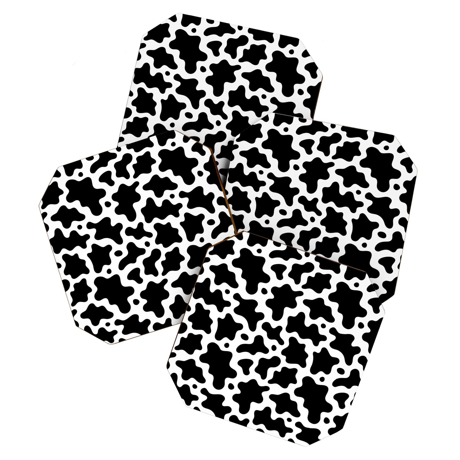 Abstract black and white cow print pattern Coaster Gallery Image 1