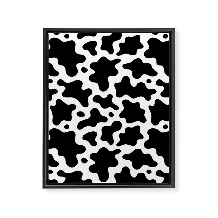 Abstract black and white cow print pattern Framed Canvas Print Gallery Image 1