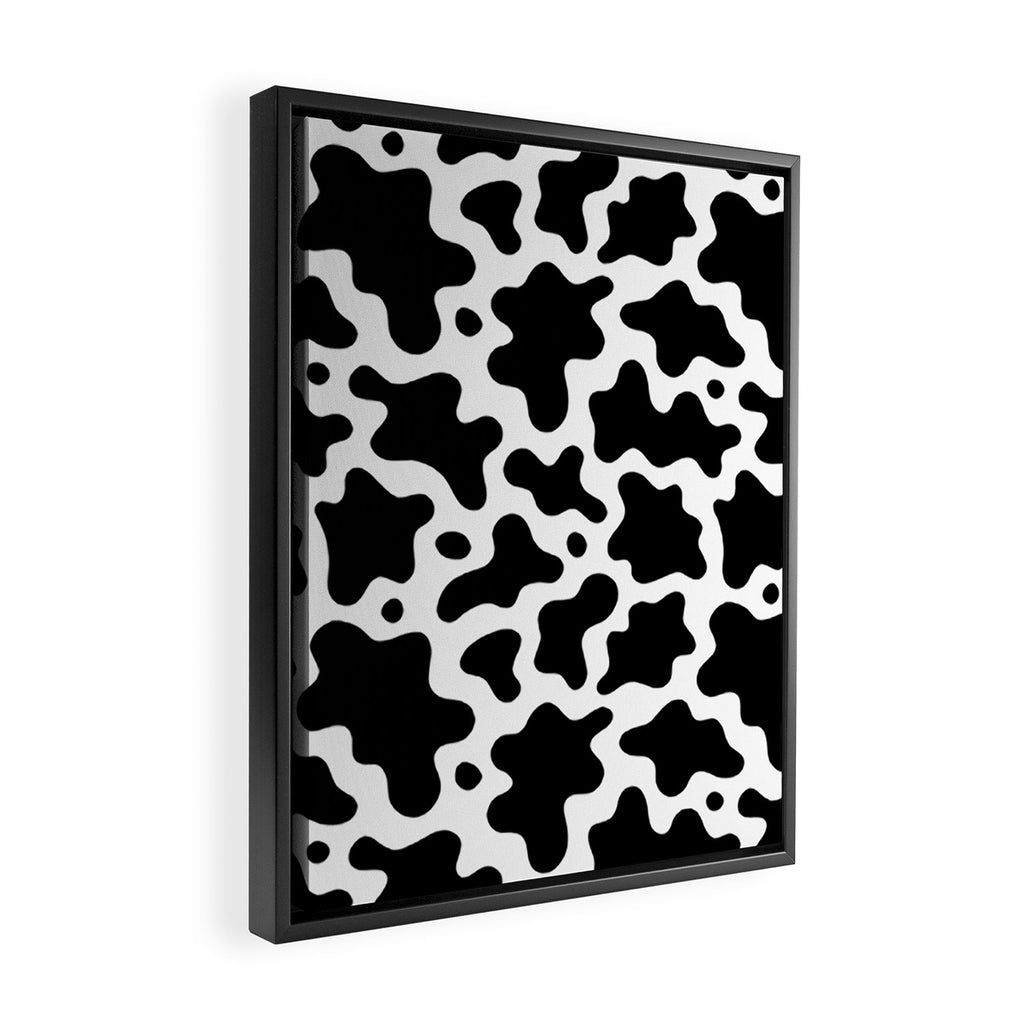 Abstract black and white cow print pattern Framed Canvas Print Gallery Image 2