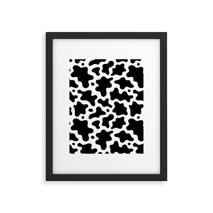 Abstract black and white cow print pattern Framed Art Print Gallery Image 1