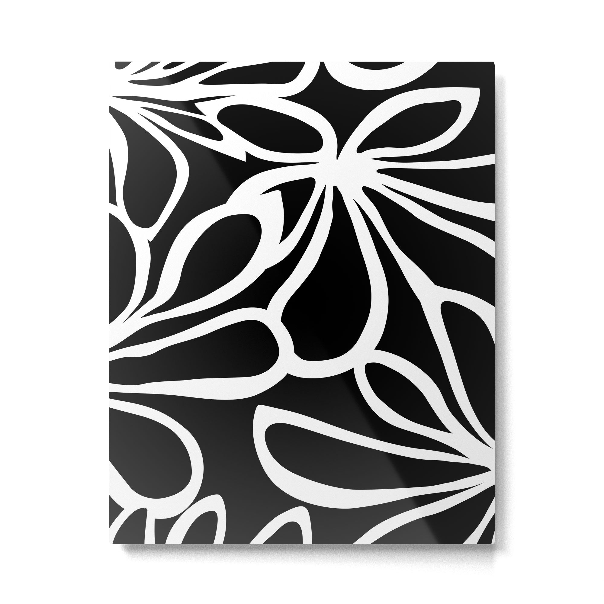 Abstract black and white flower art pattern Metal Print Gallery Image 6
