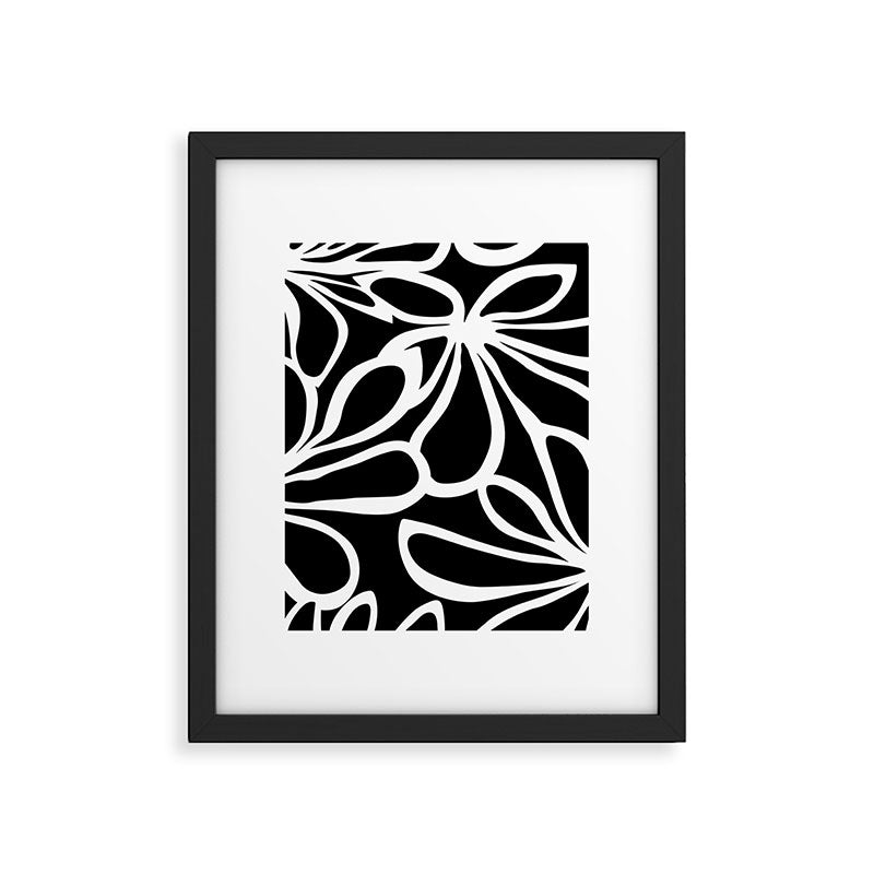Abstract black and white flower art pattern Framed Art Print Gallery Image 6