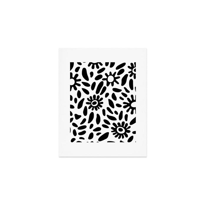 Abstract black and white flower nature art pattern Art Print Gallery Image 1