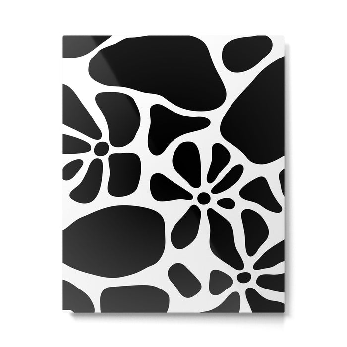 Abstract black and white flower nature art pattern Metal Print Gallery Image 1