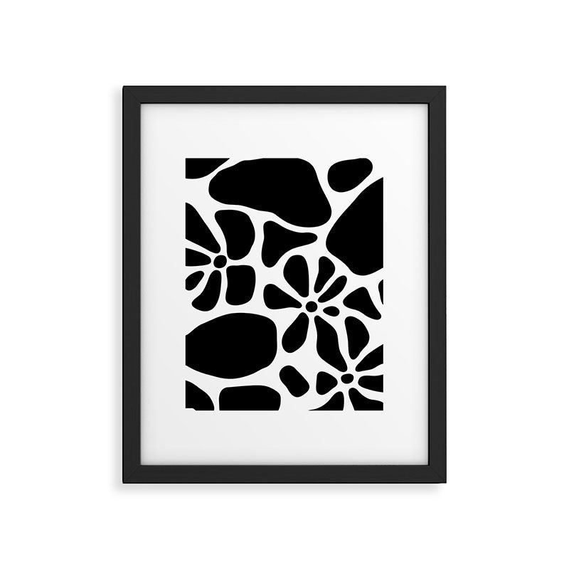 Abstract black and white flower nature art pattern Framed Art Print Gallery Image 6