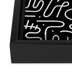 Abstract black and white line doodle pattern Framed Canvas Print Gallery Image 3