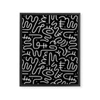 Abstract black and white line doodle pattern Framed Canvas Print Gallery Image 8