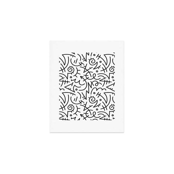 Abstract black and white line doodle pattern Art Print Gallery Image 1