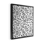 Abstract black and white line doodle pattern Framed Canvas Print Gallery Image 2