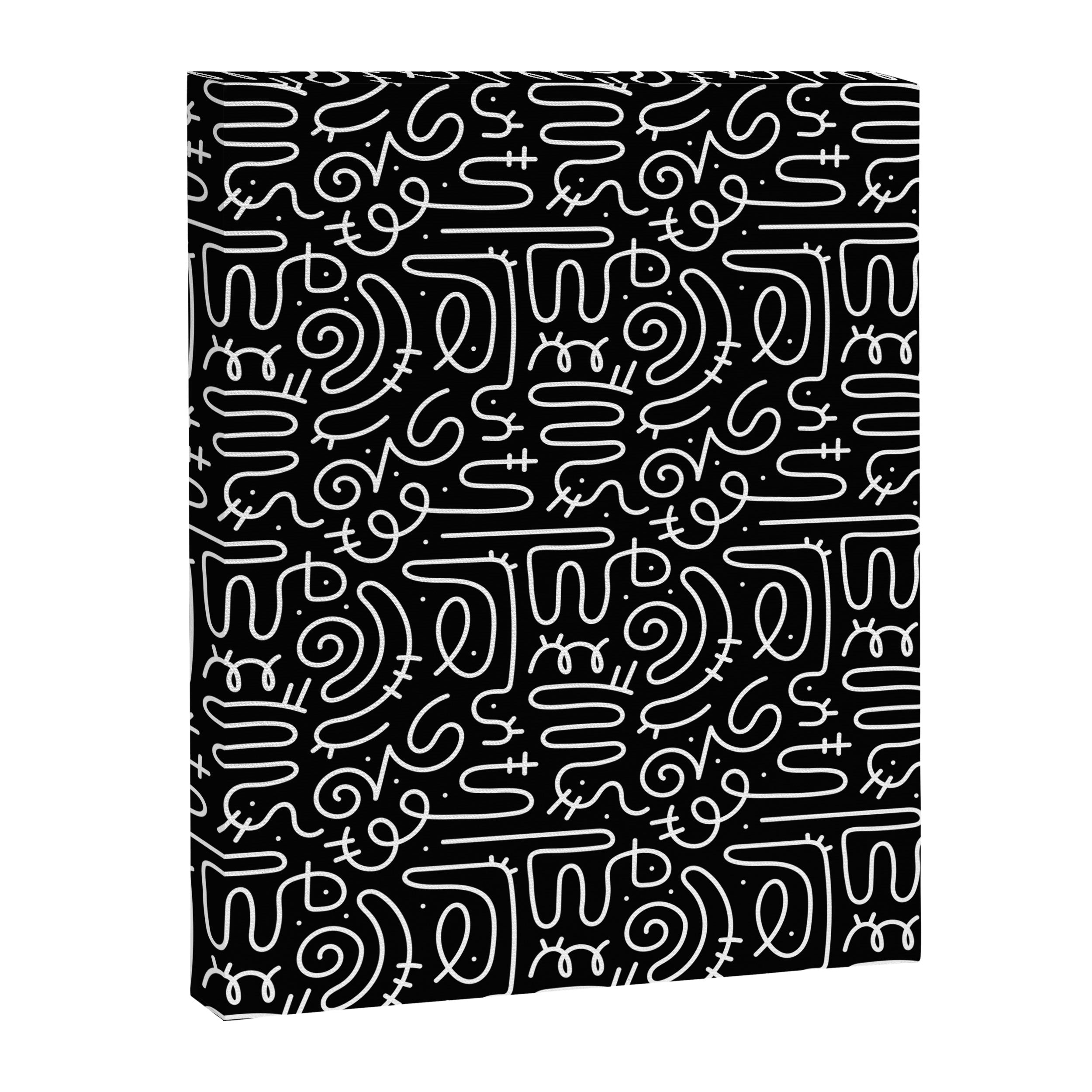 Abstract black and white line doodle pattern Canvas Print Gallery Image 8