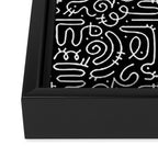 Abstract black and white line doodle pattern Framed Canvas Print Gallery Image 3