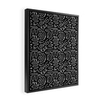 Abstract black and white line doodle pattern Framed Canvas Print Gallery Image 2