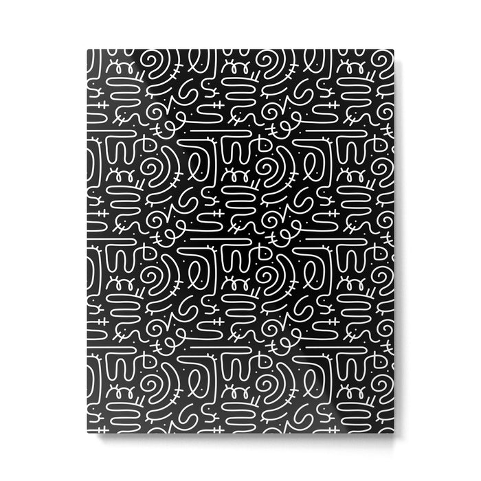 Abstract black and white line doodle pattern Metal Print Gallery Image 1
