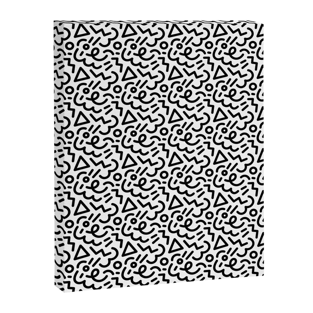 Abstract black and white line doodle pattern Canvas Print Gallery Image 8