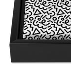 Abstract black and white line doodle pattern Framed Canvas Print Gallery Image 3