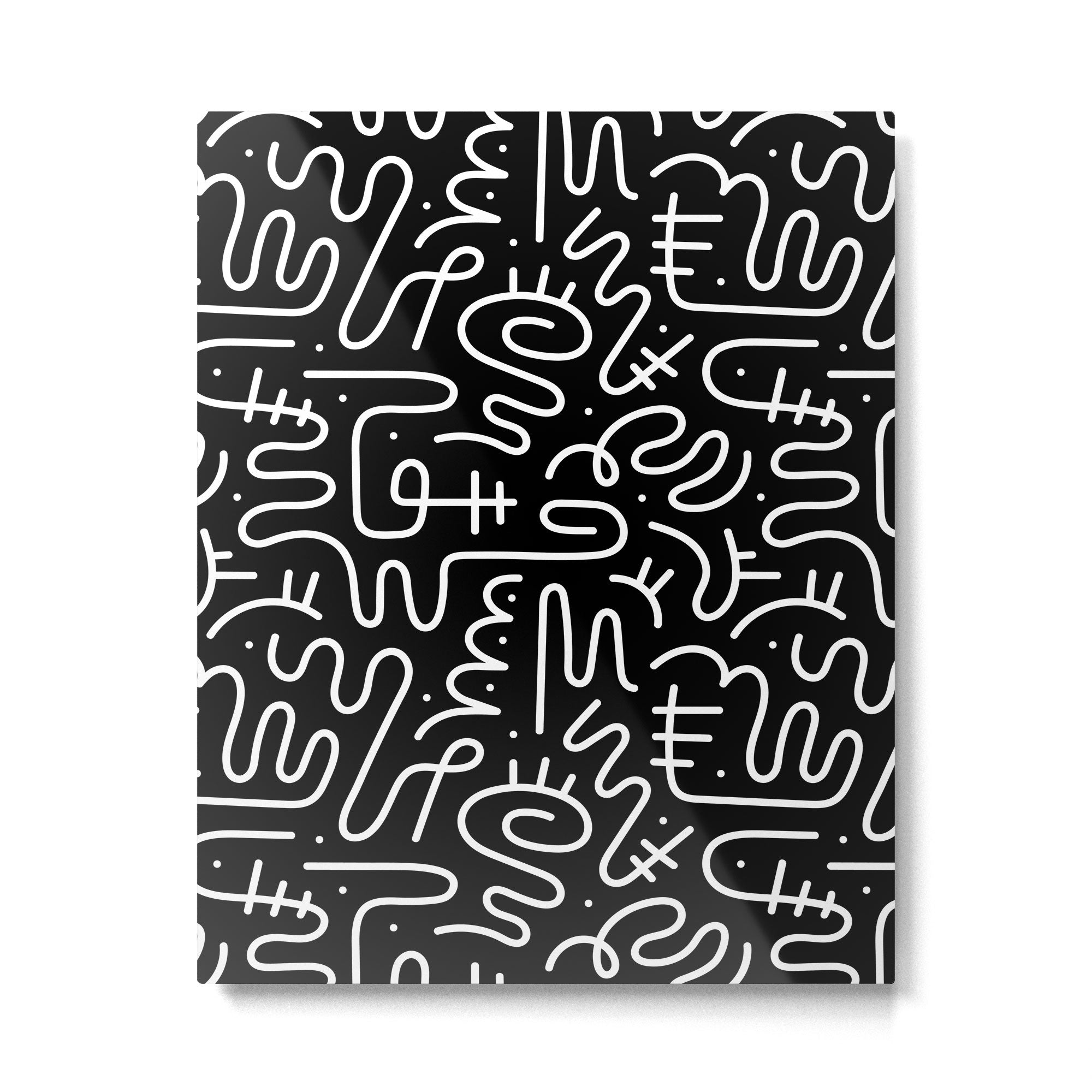 Abstract black and white line doodle pattern Metal Print Gallery Image 6