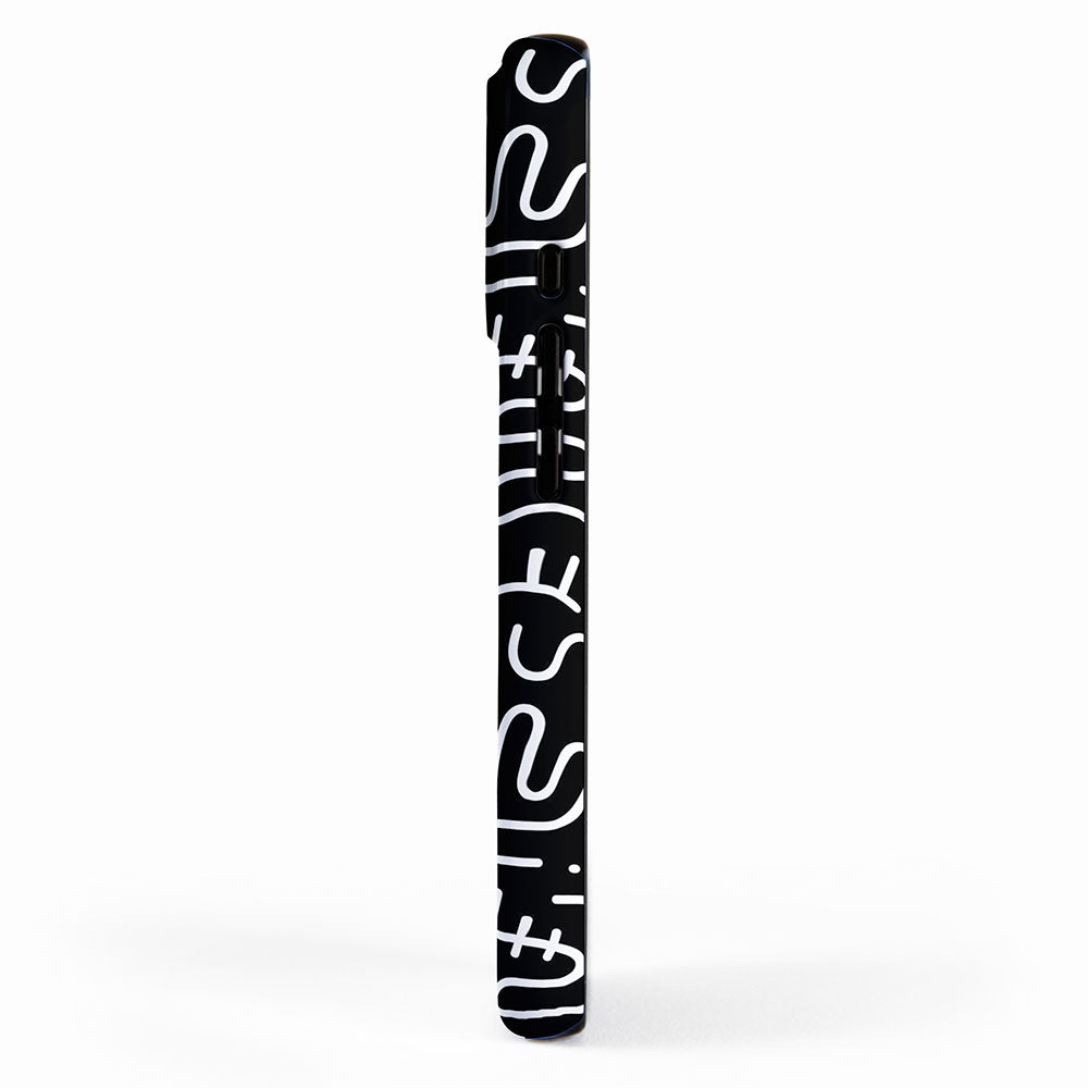 Abstract black and white line doodle pattern iPhone Case Gallery Image 2