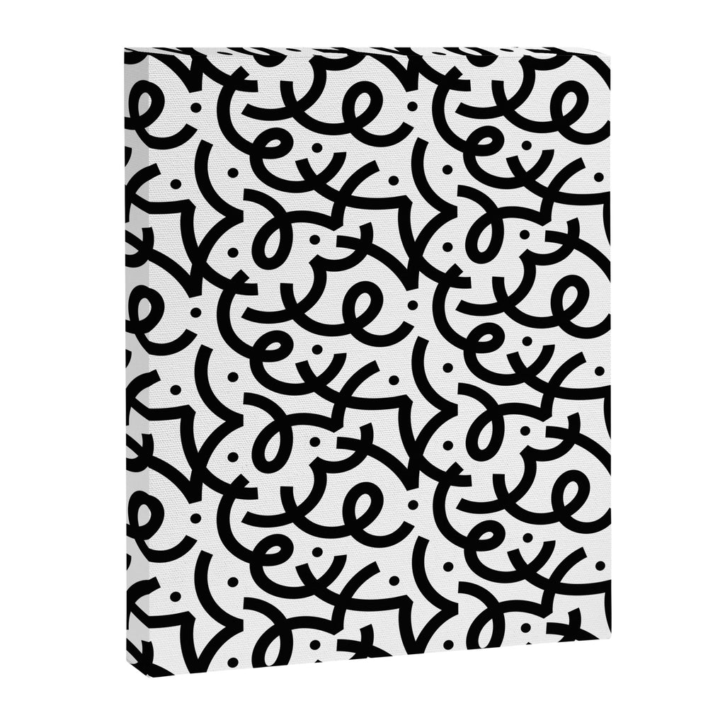 Abstract black and white line doodle pattern Canvas Print Gallery Image 8
