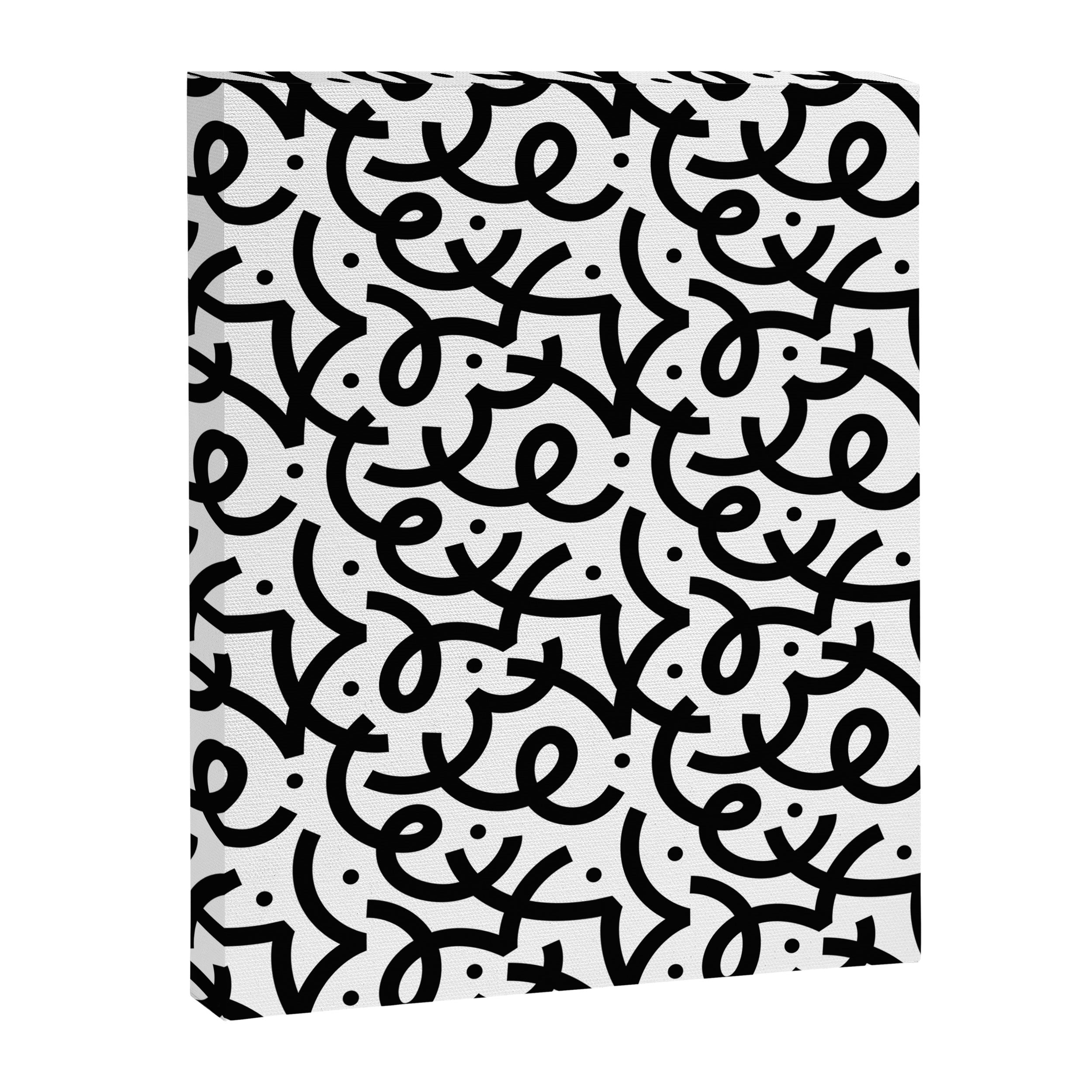 Abstract black and white line doodle pattern Canvas Print Gallery Image 8