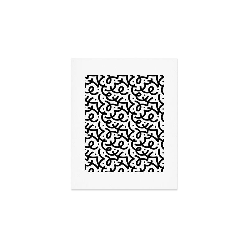 Abstract black and white line doodle pattern Art Print Gallery Image 1