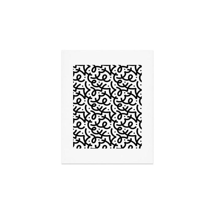 Abstract black and white line doodle pattern Art Print Gallery Image 1