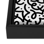 Abstract black and white line doodle pattern Framed Canvas Print Gallery Image 3