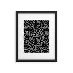 Abstract black and white line doodle pattern Framed Art Print Gallery Image 6