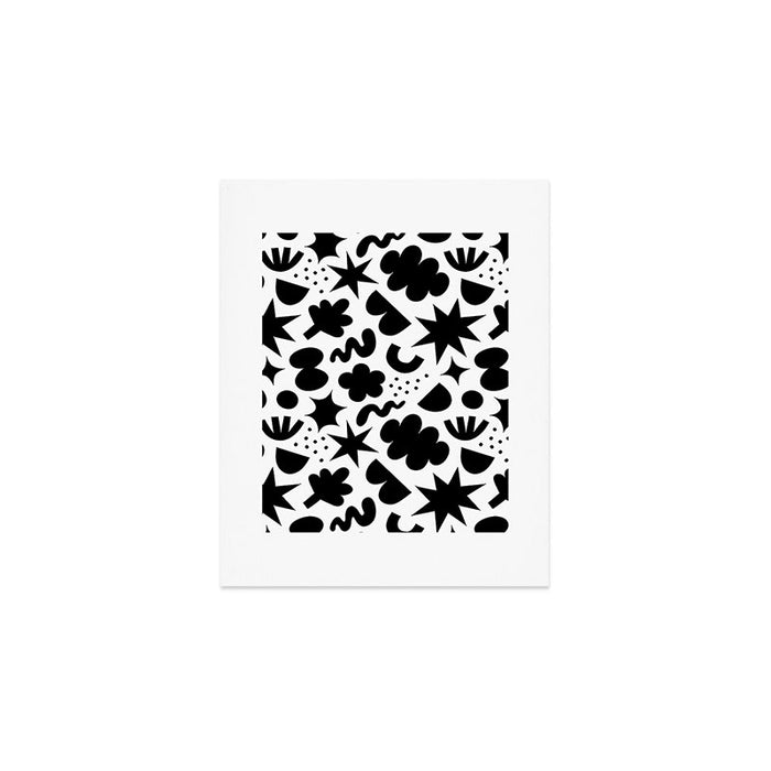 Abstract black and white organic shape pattern Art Print Gallery Image 1