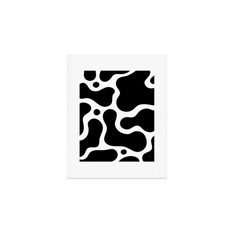 Abstract black and white organic shape pattern Art Print Gallery Image 1