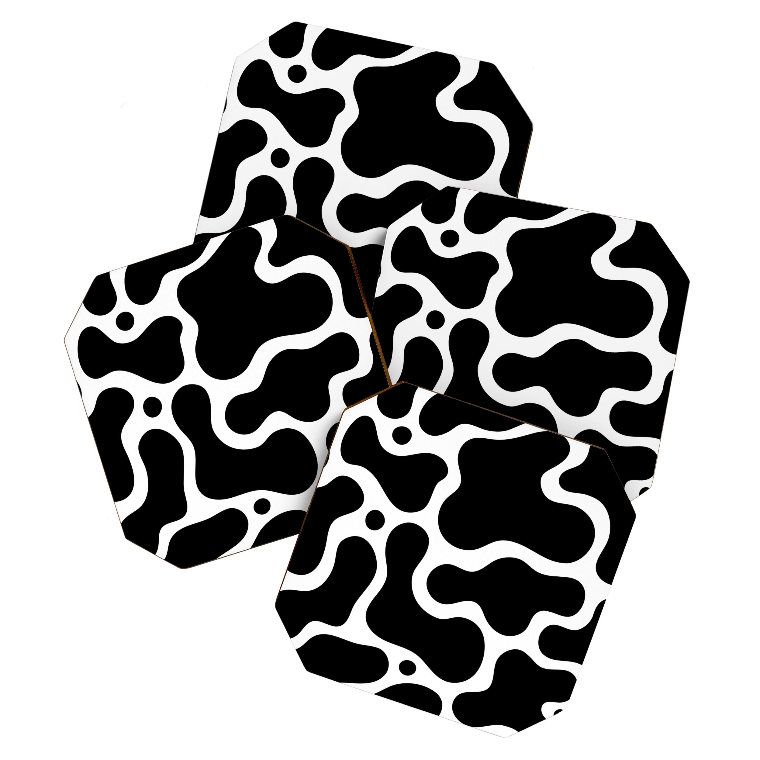 Abstract black and white organic shape pattern Coaster Gallery Image 1