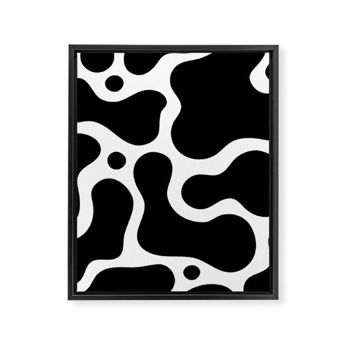 Abstract black and white organic shape pattern Framed Canvas Print Gallery Image 1