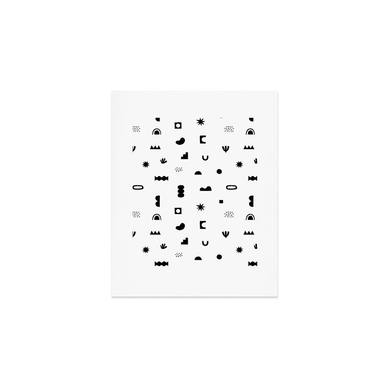 Abstract black and white organic shape pattern Art Print Gallery Image 1