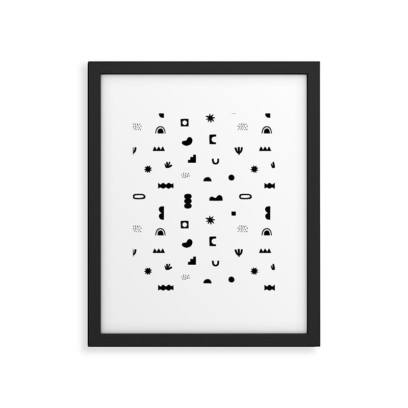 Abstract black and white organic shape pattern Framed Art Print Gallery Image 6