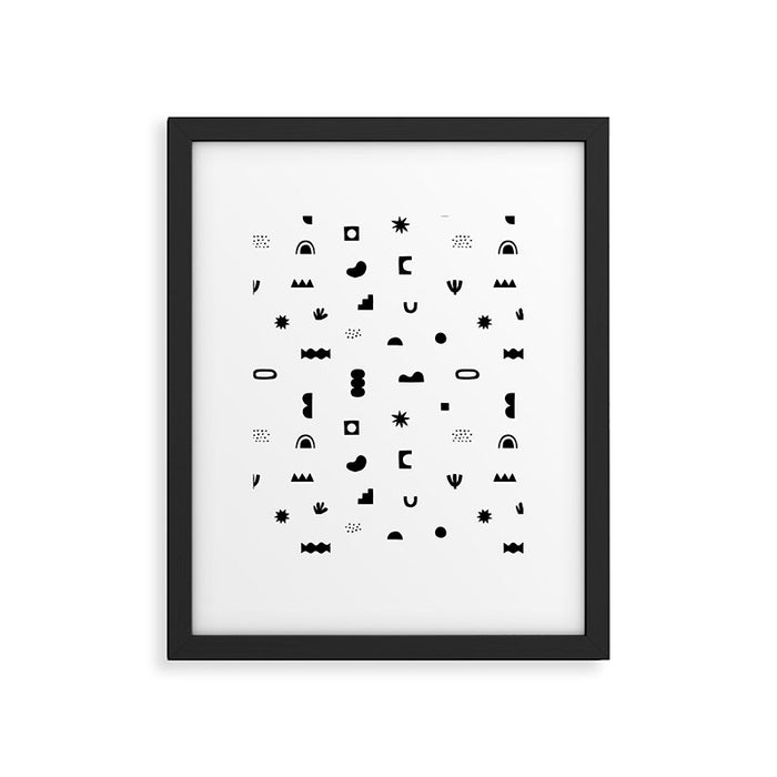 Abstract black and white organic shape pattern Framed Art Print Gallery Image 1