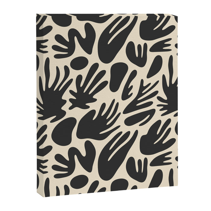 Abstract black and white organic shape pattern Canvas Print Gallery Image 1