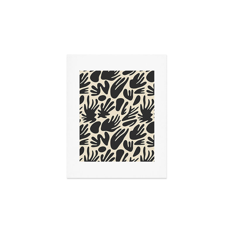 Abstract black and white organic shape pattern Art Print Gallery Image 1