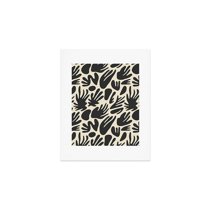 Abstract black and white organic shape pattern Art Print Gallery Image 1