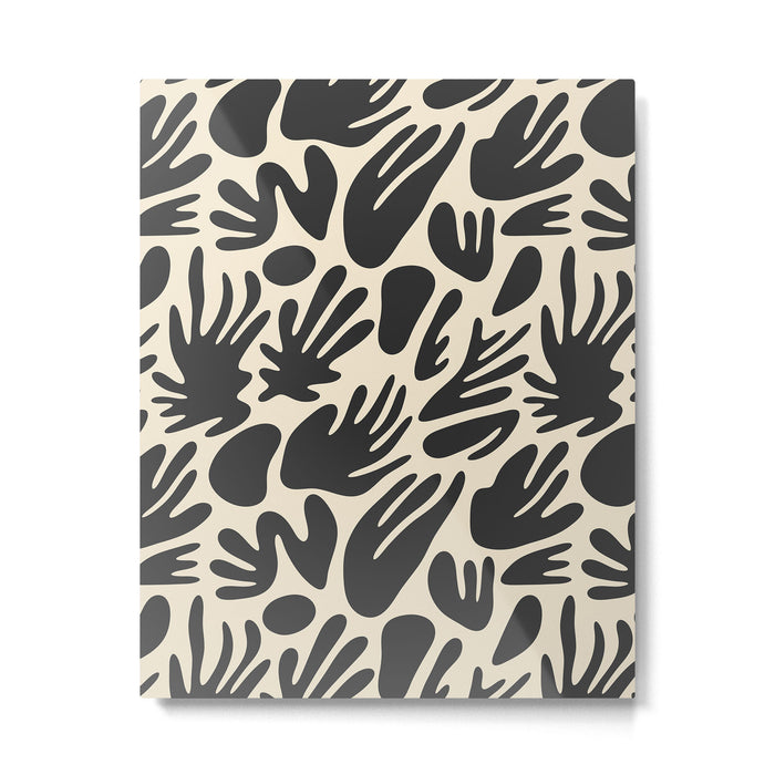 Abstract black and white organic shape pattern Metal Print Gallery Image 1