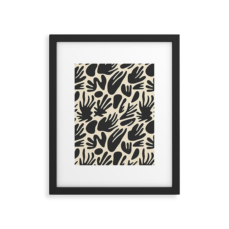 Abstract black and white organic shape pattern Framed Art Print Gallery Image 6