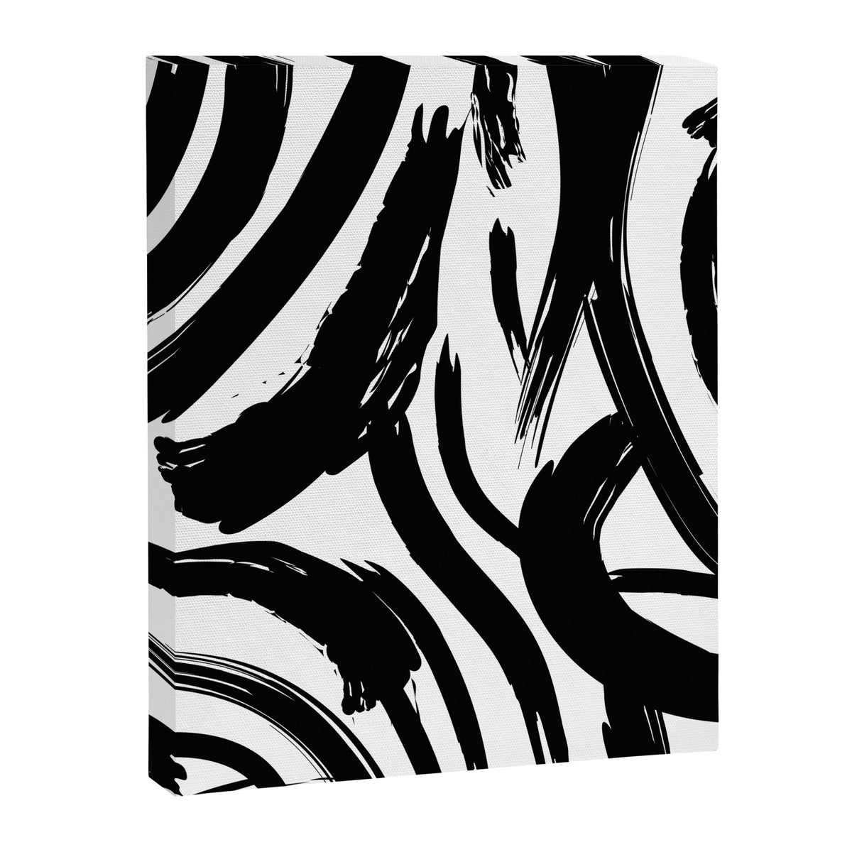 Abstract black and white paint brush stroke pattern Canvas Print Gallery Image 8