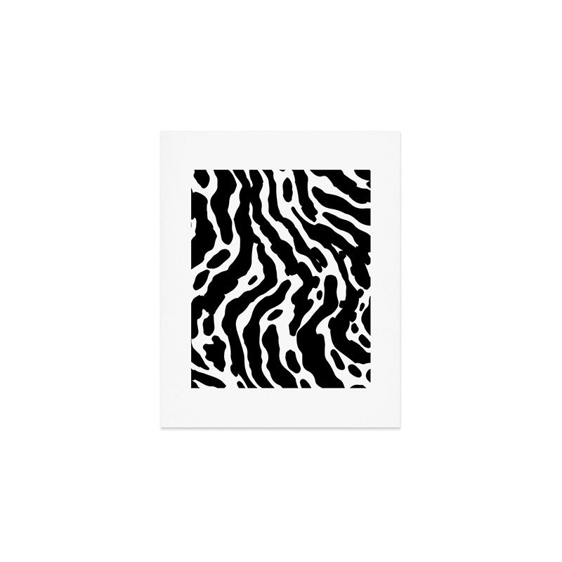 Abstract black and white paint stripe pattern Art Print Gallery Image 1