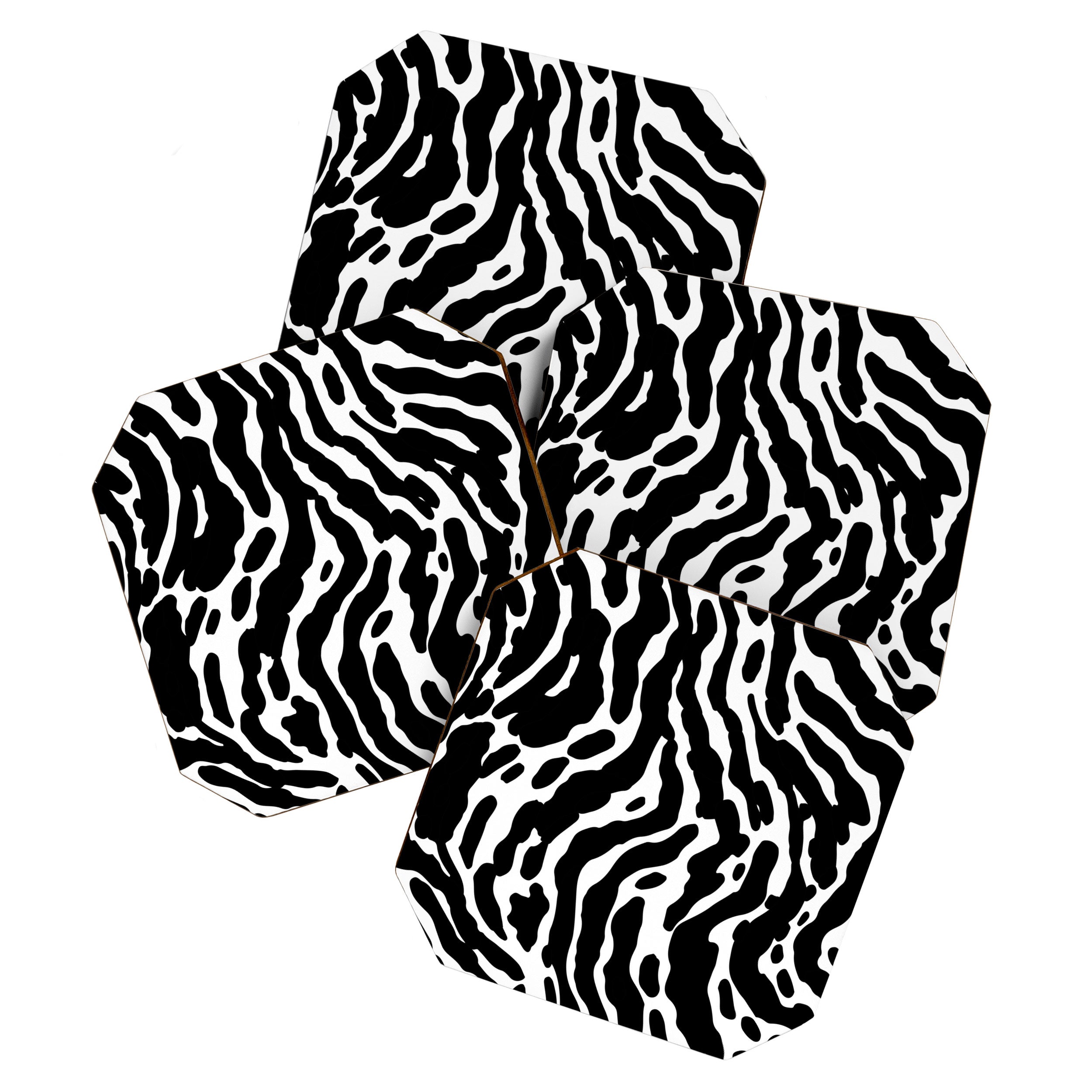 Abstract black and white paint stripe pattern Coaster Gallery Image 1