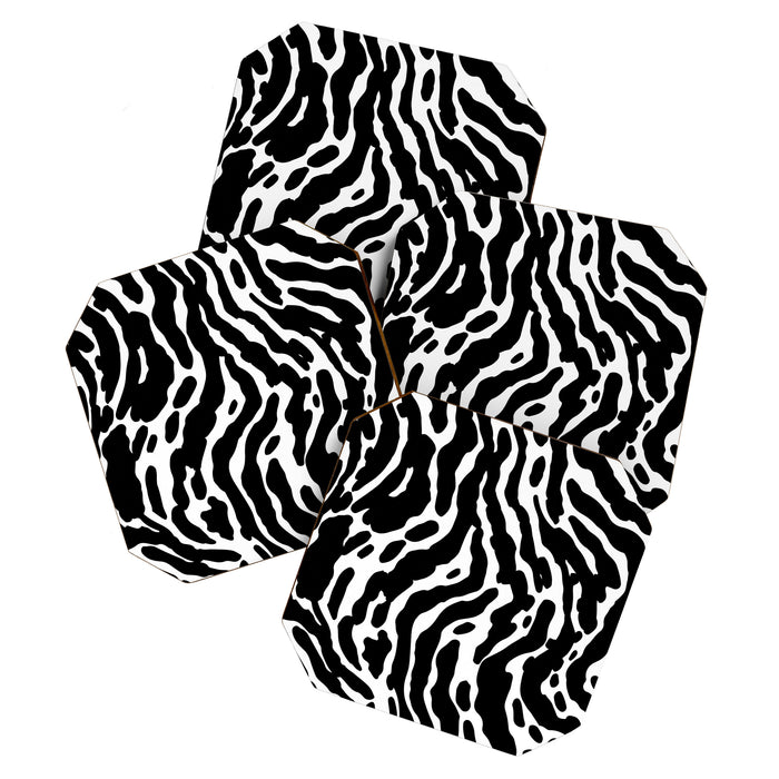 Abstract black and white paint stripe pattern Coaster Gallery Image 1