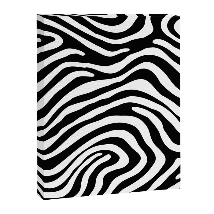 Abstract black and white stripe line pattern Canvas Print Gallery Image 1