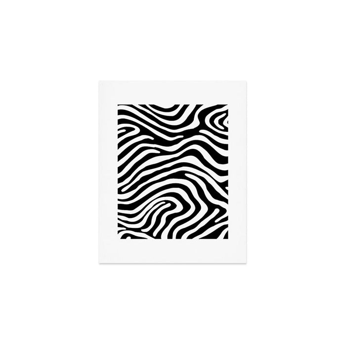 Abstract black and white stripe line pattern Art Print Gallery Image 1