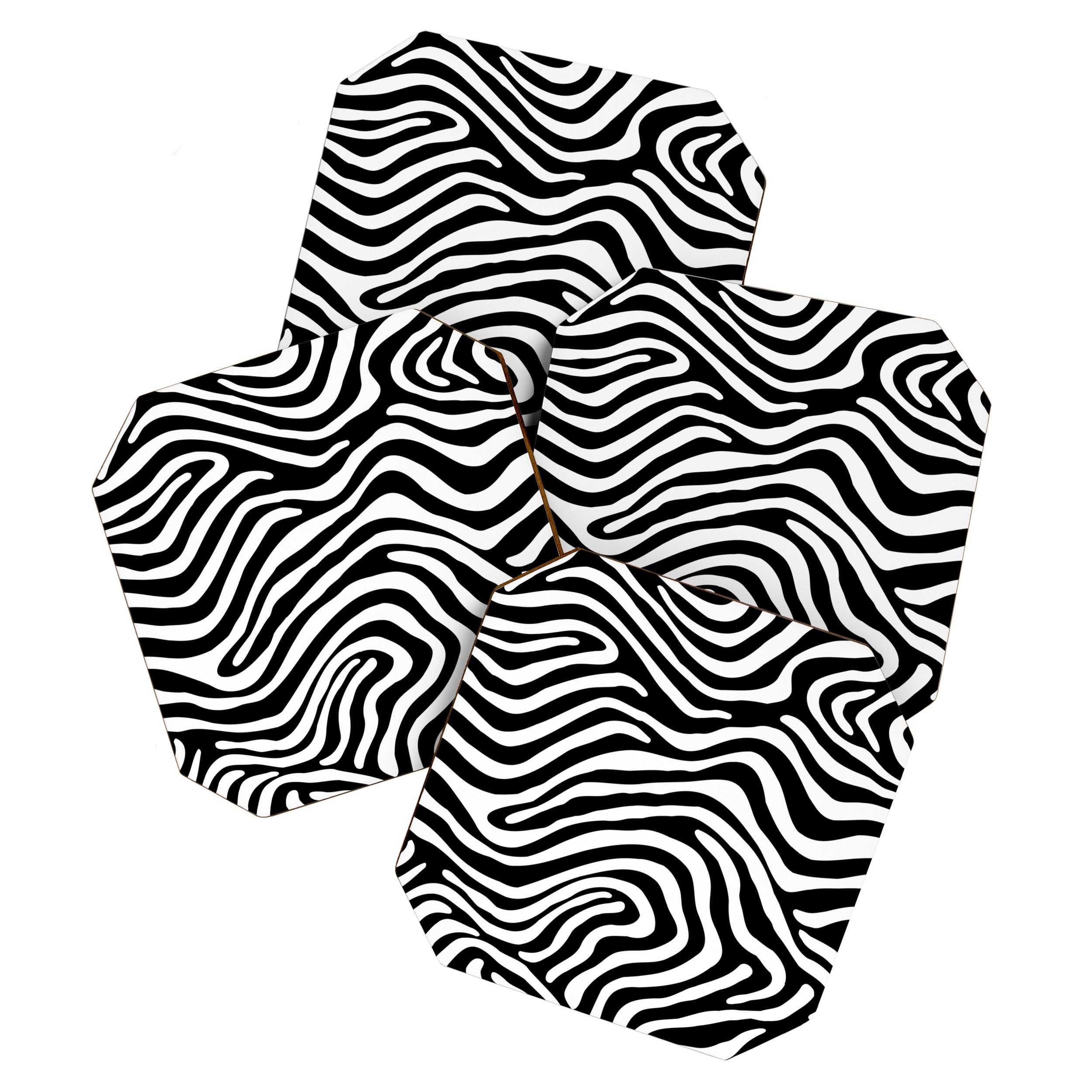 Abstract black and white stripe line pattern Coaster Gallery Image 1