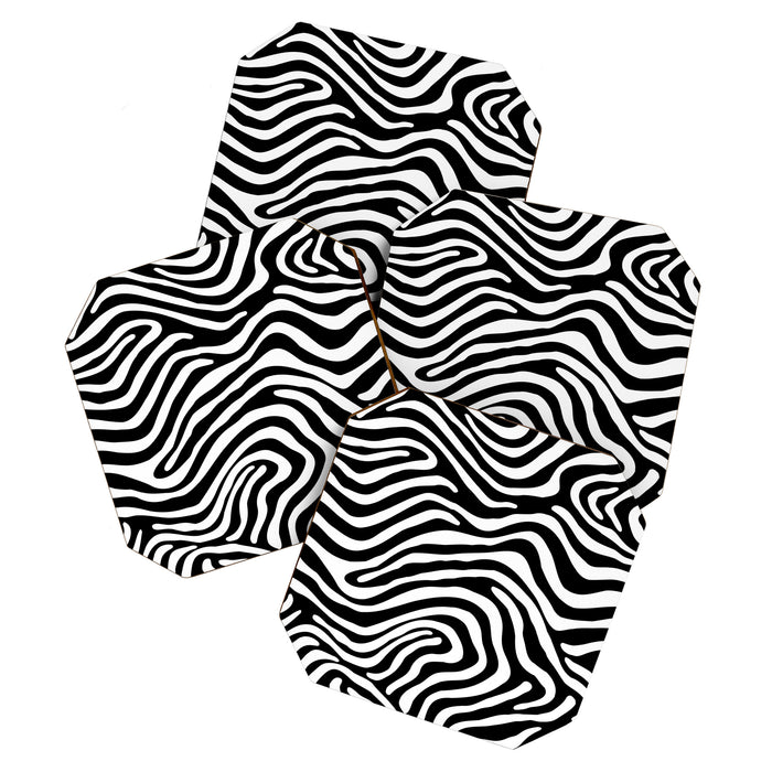 Abstract black and white stripe line pattern Coaster Gallery Image 1