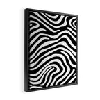 Abstract black and white stripe line pattern Framed Canvas Print Gallery Image 2